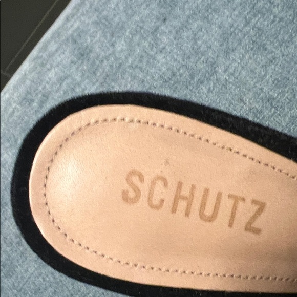 SCHUTZ Callie Black Velvet Crossover Heeled Mules - Picture 3 of 6